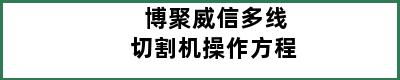 博聚威信多线切割机操作方程