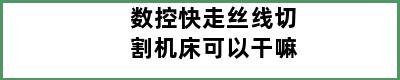 数控快走丝线切割机床可以干嘛