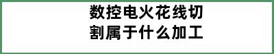 数控电火花线切割属于什么加工