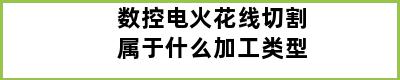 数控电火花线切割属于什么加工类型