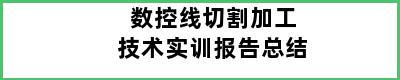 数控线切割加工技术实训报告总结