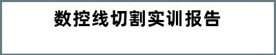 数控线切割实训报告