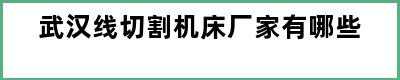 武汉线切割机床厂家有哪些