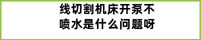 线切割机床开泵不喷水是什么问题呀