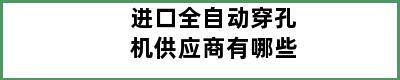 进口全自动穿孔机供应商有哪些