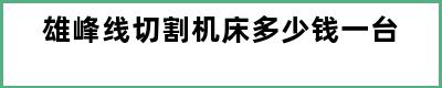 雄峰线切割机床多少钱一台